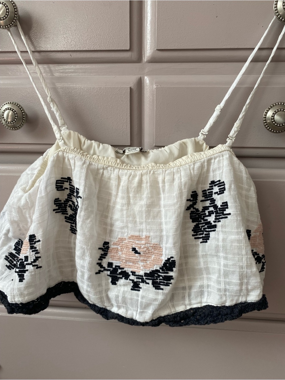 American Eagle embroidered crop top size small
